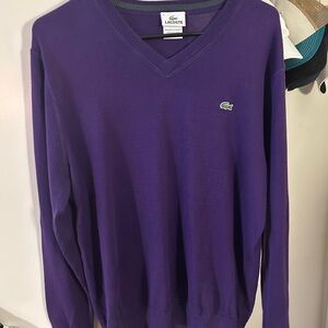 Lacoste Purple V-Neck Sweater